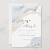 Invitation Abstrait Blue Beige Sea Waves Sand Beach Wedding (Devant)