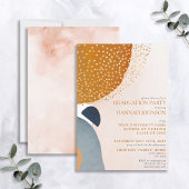 Invitation Abstrait Blush PInk Blue Terracotta Graduation