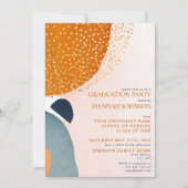 Invitation Abstrait Blush PInk Blue Terracotta Graduation (Devant)