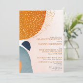 Invitation Abstrait Blush PInk Blue Terracotta Graduation (Debout devant)