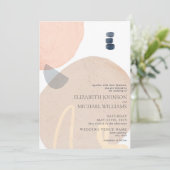 Invitation Abstrait Blush Rose Marine Blue Neutral Mariage (Debout devant)