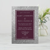 Invitation Abstrait bordeaux parties scintillant argent Maria (Debout devant)