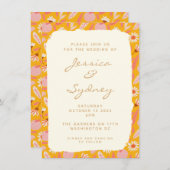 Invitation Abstrait Botanique Boho Fruit Jaune Mariage (Devant / Derrière)