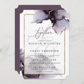 Invitation Abstrait C Améthyste Muté Heather Purple Mariage (Devant / Derrière)