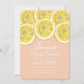 Invitation Abstrait Citrus Citrus Léonade Baby shower rose Da (Devant)