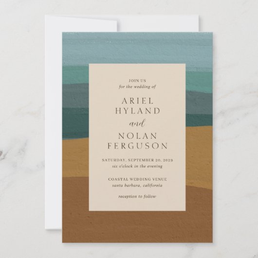 Invitation Abstrait Coastal Chic Mariage moderne (Devant)