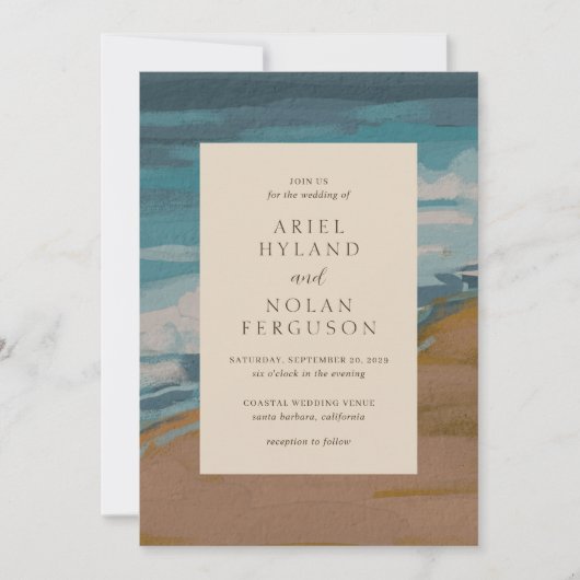 Invitation Abstrait Coastal Chic Mariage moderne (Devant)