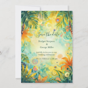 Invitation abstrait coloré Tropical Hawaii palmiers Mariage