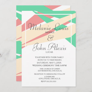 Invitation Abstrait Colorful Bold Moderne Mariage Coral Lime