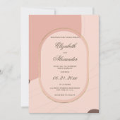 Invitation Abstrait corail rose or mariage géométrique (Devant)