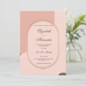 Invitation Abstrait corail rose or mariage géométrique (Debout devant)