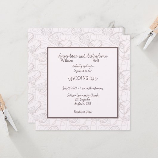 Invitation Abstrait de Bourgogne pâle (Devant/Arrière en situation)