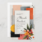 Invitation Abstrait de Mariage floral Citrus moderne (Devant / Derrière)