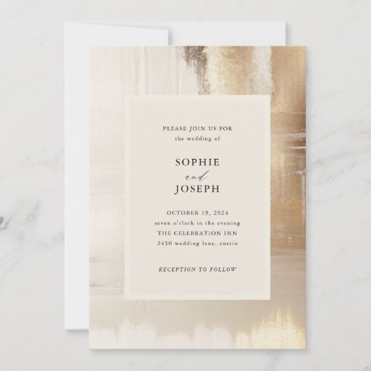 Invitation Abstrait d'or | Mariage élégant (Devant)