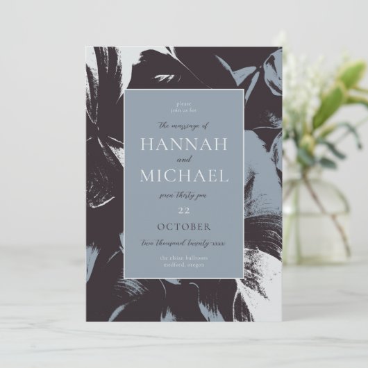 Invitation Abstrait Dusty Blue Black (Debout devant)