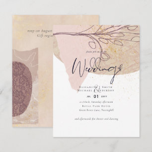 Invitation Abstrait Earth Gold Wedding Inviter Budget à bas p