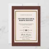 Invitation Abstrait Elegance Golden Frame Mariage (Devant)