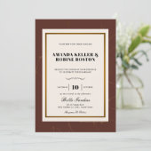 Invitation Abstrait Elegance Golden Frame Mariage (Debout devant)