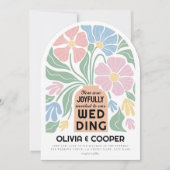 Invitation Abstrait Floral coloré Mariage (Devant)