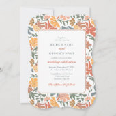 Invitation Abstrait Floral & Oiseaux Mi-siècle Mariage modern (Devant)