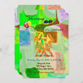 Invitation Abstrait Gemini d'anniversaire vert (21 mai - 20 j (Devant / Derrière)