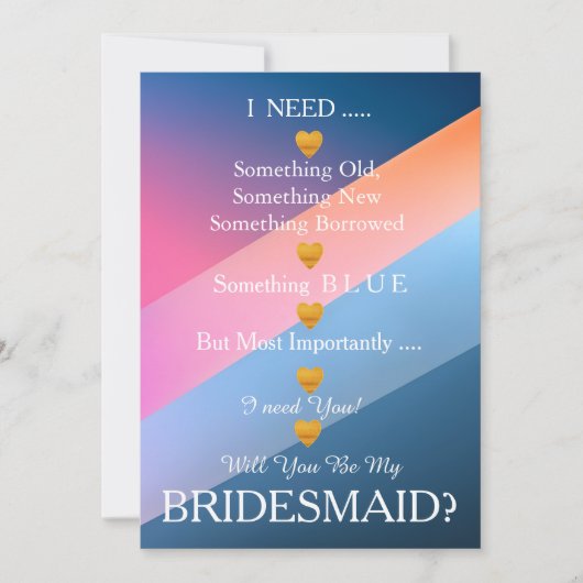 Invitation Abstrait Gold Heart Will You Be my Bridesmaid (Devant)