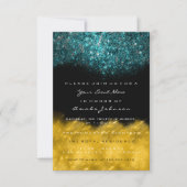 Invitation Abstrait Gold Turquoise Ocean Parties scintillant  (Devant)