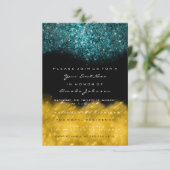 Invitation Abstrait Gold Turquoise Ocean Parties scintillant  (Debout devant)