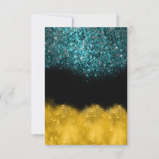 Invitation Abstrait Gold Turquoise Ocean Parties scintillant  (Dos)