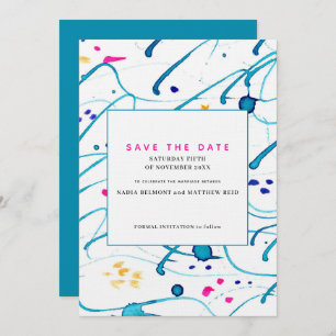 Invitation Abstrait mariage des vagues tropicales enregistrer
