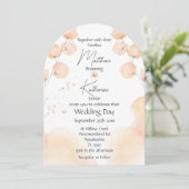 Invitation Abstrait Mariage floral rose vif moderne (Debout devant)