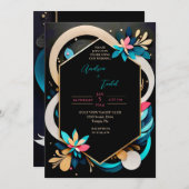 Invitation Abstrait mariage moderne et élégant (Devant / Derrière)