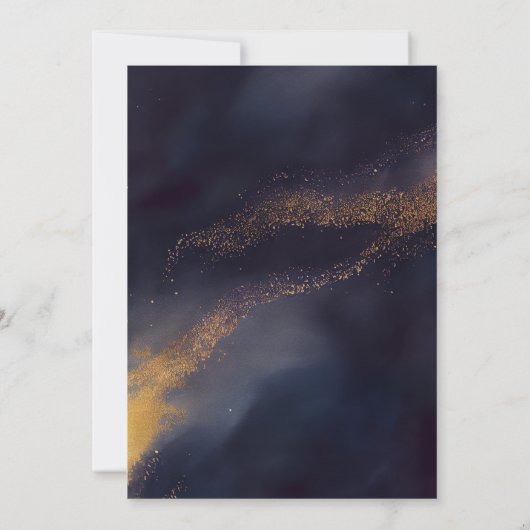 Invitation Abstrait Marine Bleu Et Or Mariage moderne (Dos)