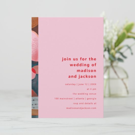 Invitation abstrait moderne coloré simple mariage minimal (Debout devant)