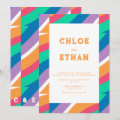 Invitation Abstrait moderne Couleurs vives Mariage orange (Devant / Derrière)