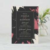 Invitation Abstrait moderne Magenta Black (Debout devant)