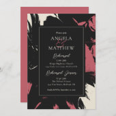 Invitation Abstrait moderne Magenta Black (Devant / Derrière)