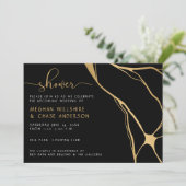 Invitation Abstrait moderne Noir et Or Japonais Kintsugi (Debout devant)