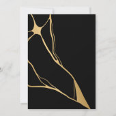 Invitation Abstrait moderne Noir et Or Japonais Kintsugi (Dos)