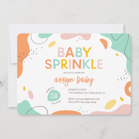 Invitation Abstrait moderne saupoudrage bébé (Devant)