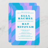Invitation Abstrait moderne Super Rose Blu Custom Bar Mitzvah (Devant / Derrière)