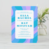 Invitation Abstrait moderne Super Rose Blu Custom Bar Mitzvah (Debout devant)