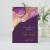 Invitation Abstrait moderne violet et or (Debout devant)
