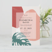 Invitation Abstrait Monstera Leaf en terre cuite Mariage mode (Debout devant)