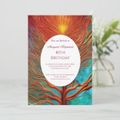 Invitation Abstrait or rouge turquoise à tout âge Anniversair (Debout devant)