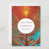 Invitation Abstrait or rouge turquoise à tout âge Anniversair (Dos)