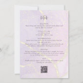 Invitation Abstrait or violet unique tout en un Mariage QR (Dos)
