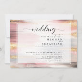 Invitation Abstrait Paint Strokes Blush Gold Charcoal (Devant)