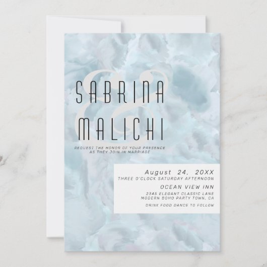 Invitation Abstrait Paint Strokes Pale Dusty Blue (Devant)