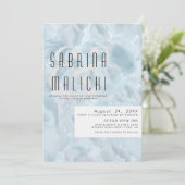 Invitation Abstrait Paint Strokes Pale Dusty Blue (Debout devant)